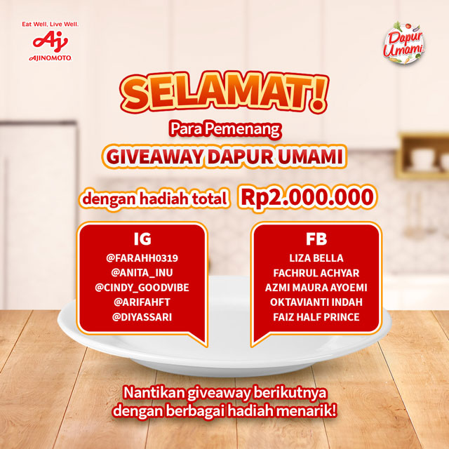 Pengumuman 10 Pemenang Menu #TerujiUmami