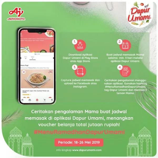 Download aplikasi Dapur Umami & menangkan hadiah voucher belanja!