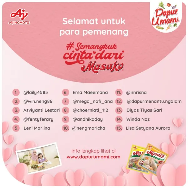 Selamat untuk Mama yang beruntung di #SemangkukCintaDariMasako!