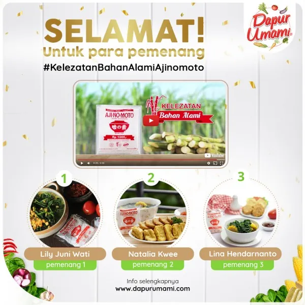 Selamat Untuk Para Pemenang #KelezatanBahanAlami Ajinomoto