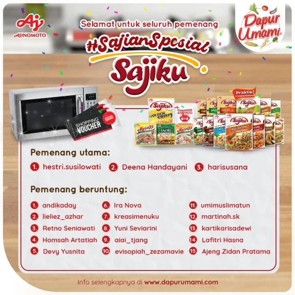 Selamat Untuk Seluruh Pemenang #SajianSpesialSajiku