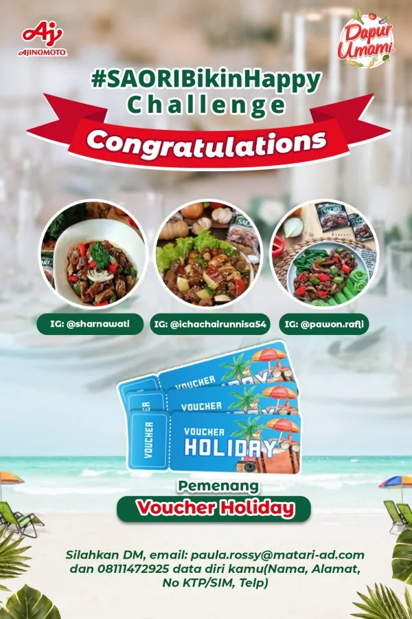 Selamat untuk seluruh pemenang #SAORIBikinHappy Challenge