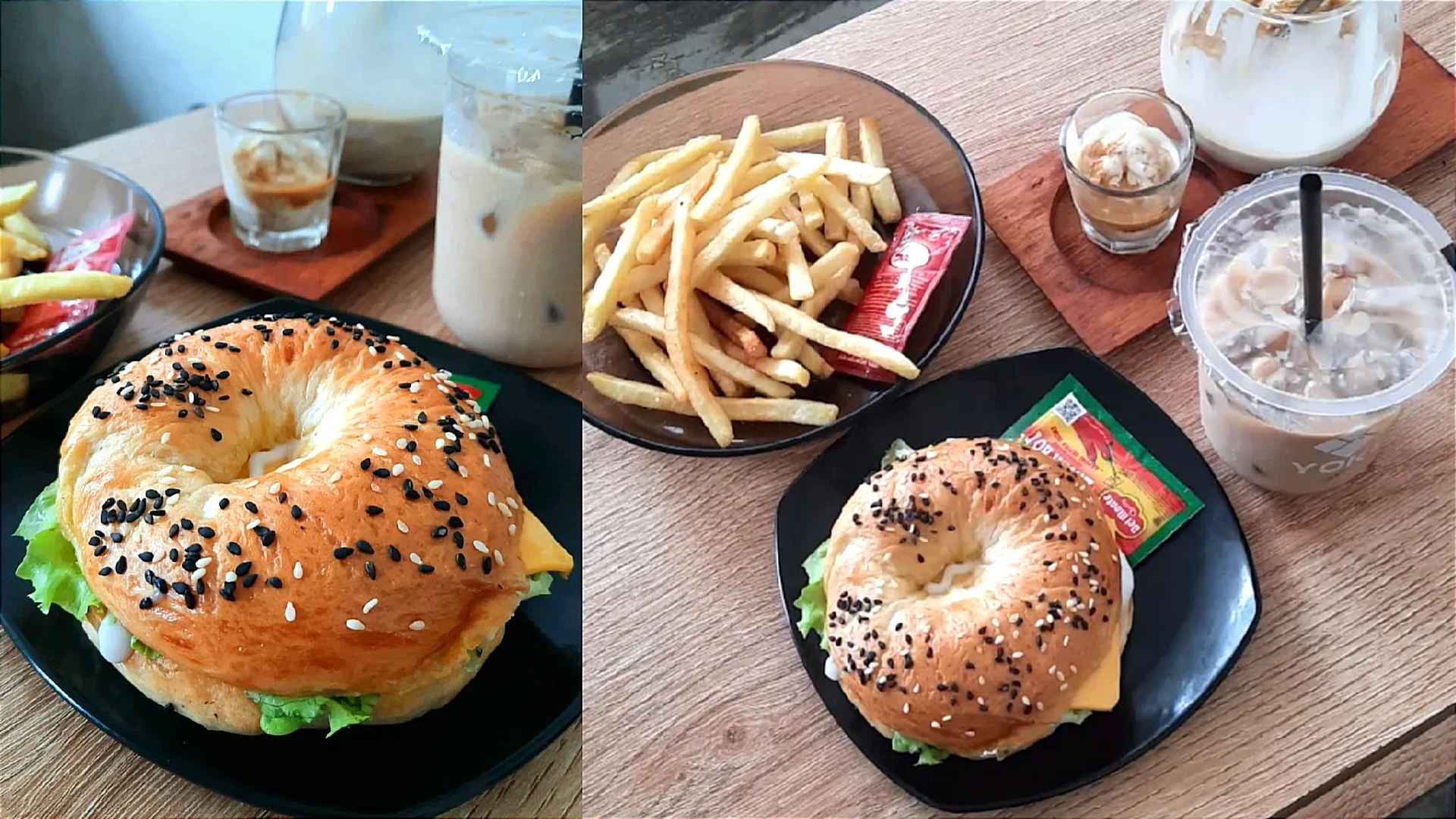 Brunch di cafe dekat rumah. Bagel & coffeenya juara.