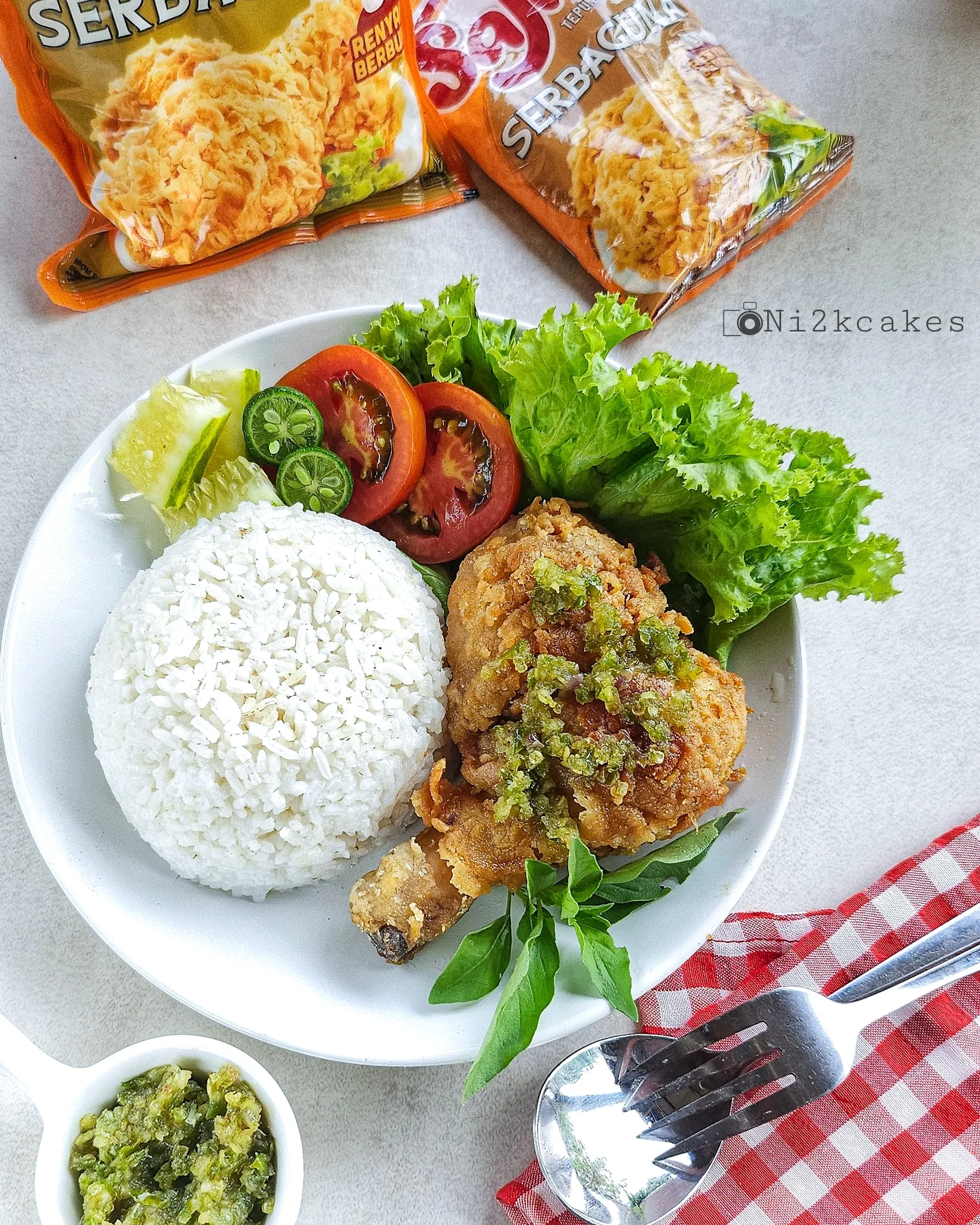 Ayam penyet sambel ijo