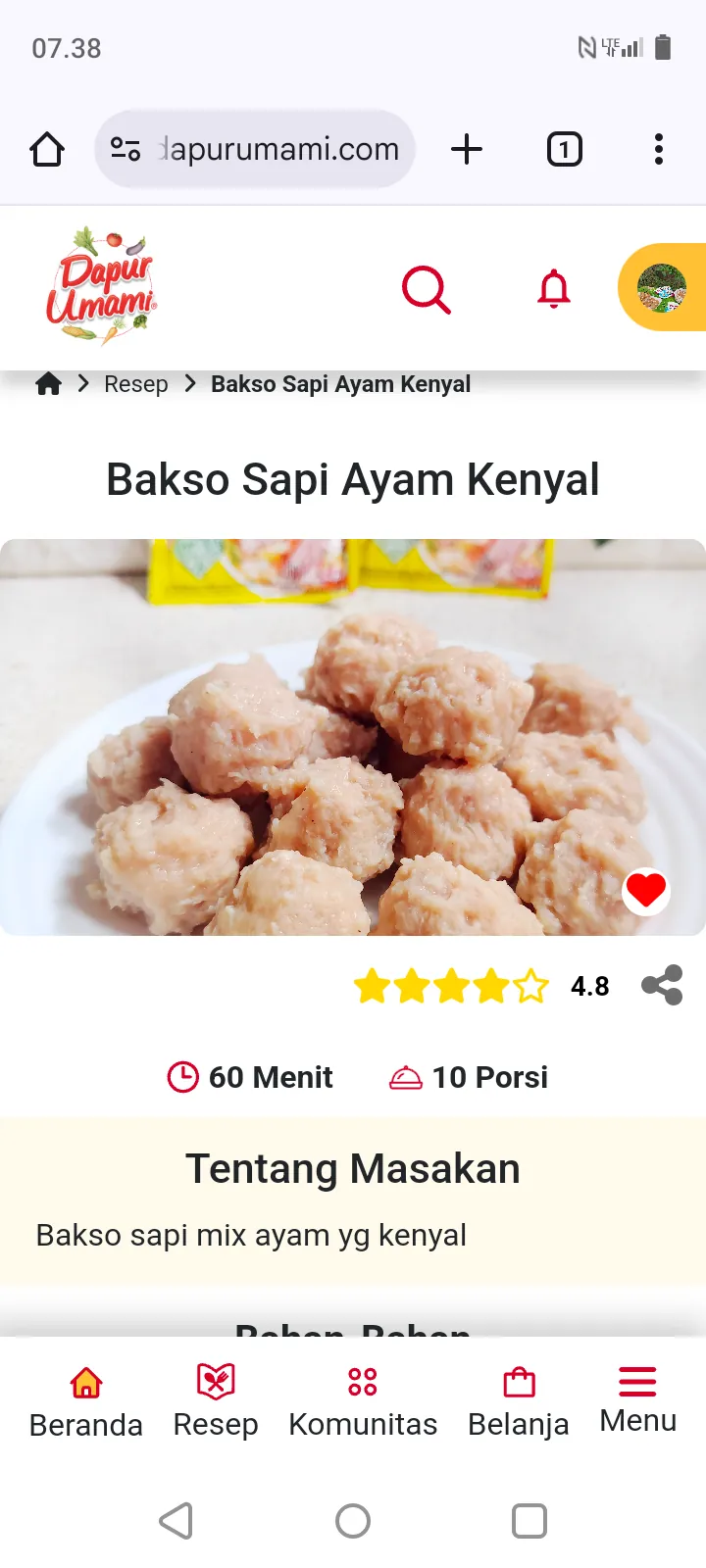 Bakso sapi ayam kenyal