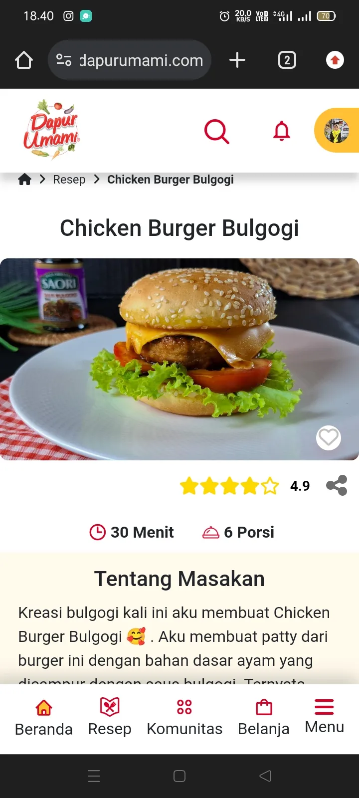Chicken burger bulgogi