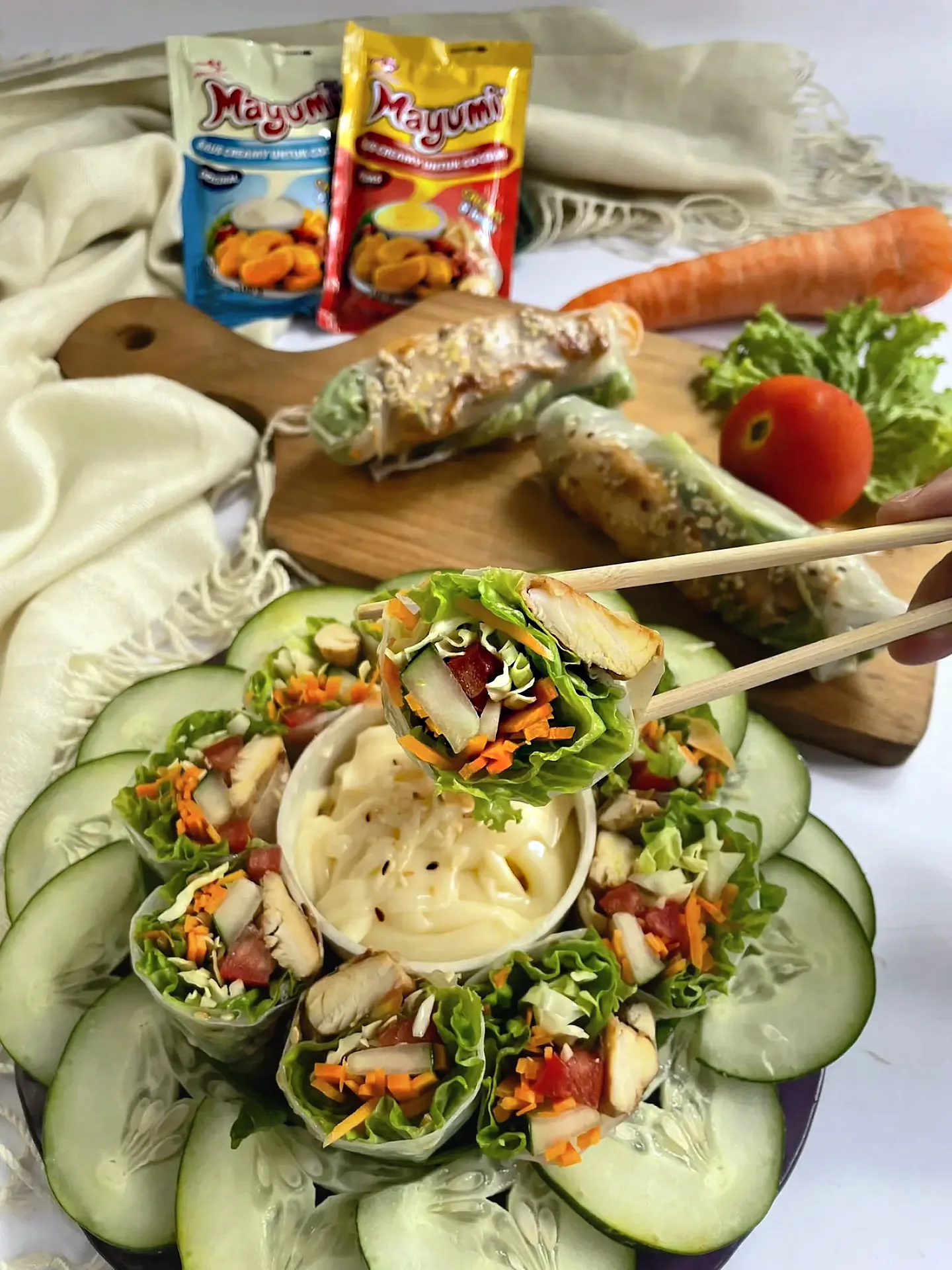 Grilled Chicken Spring Rolls