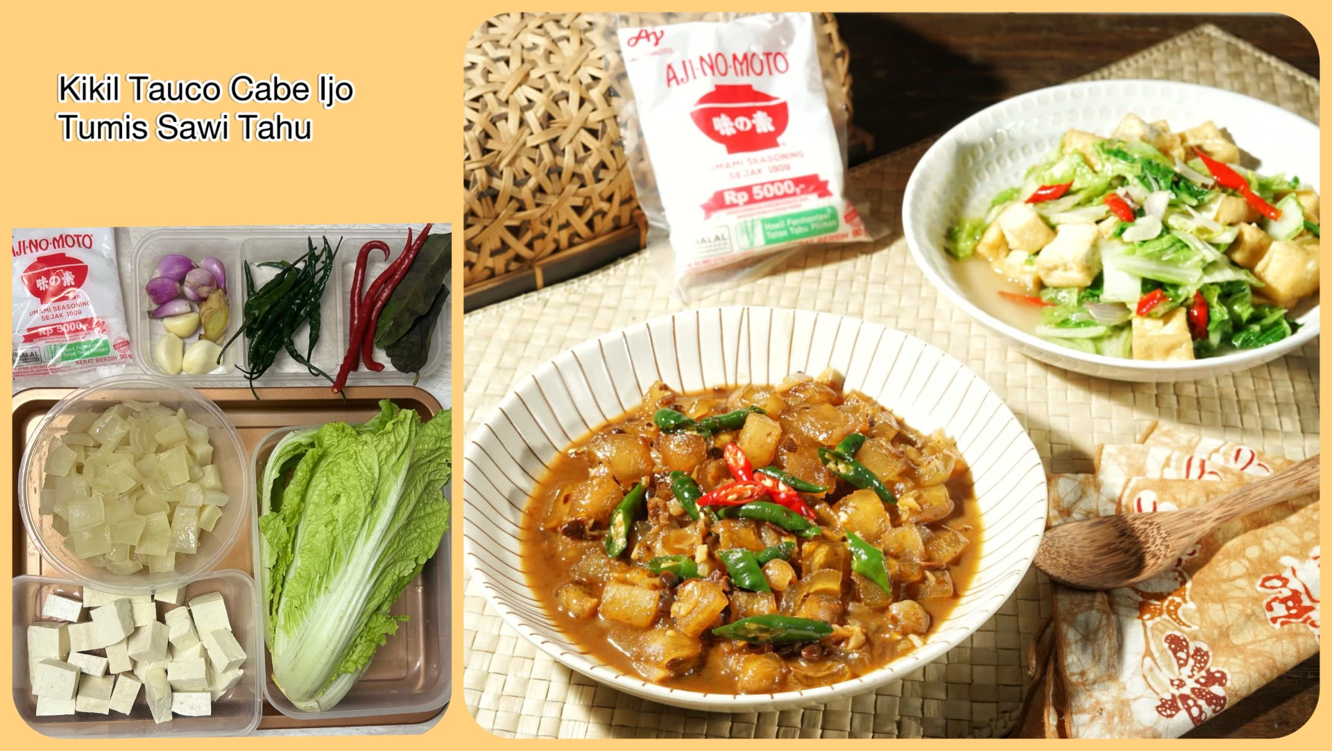 Kikil Tauco Cabe Ijo dan Tumis Sawi Tahu