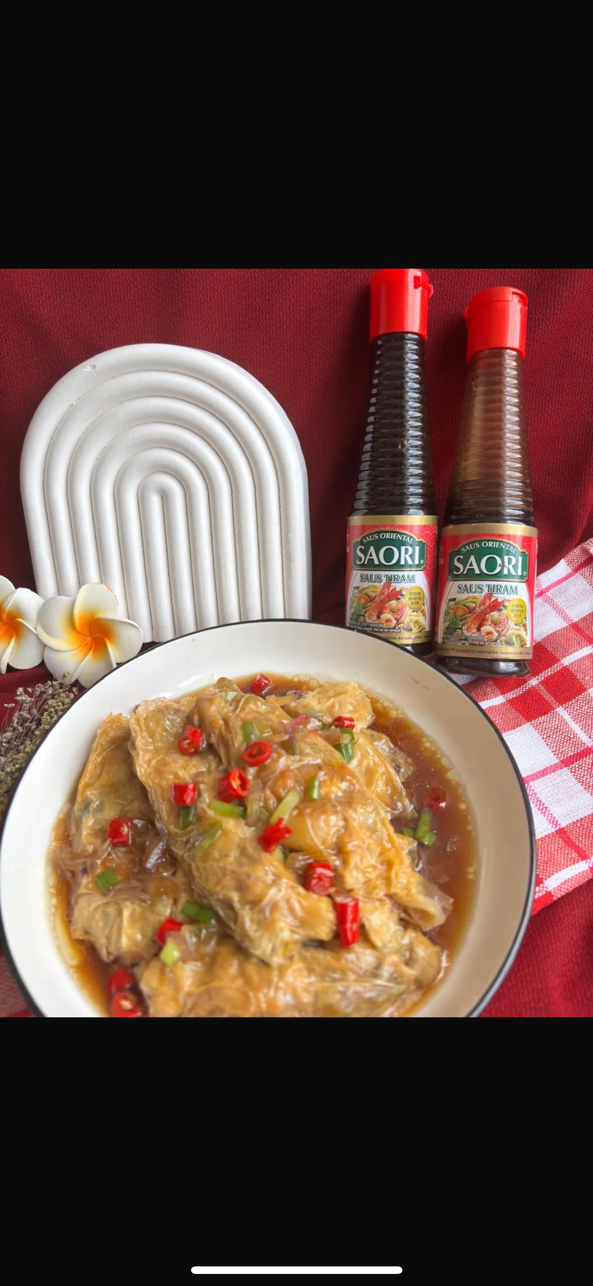 Lumpia Kembang Tahu siram Saus Tiram Saori