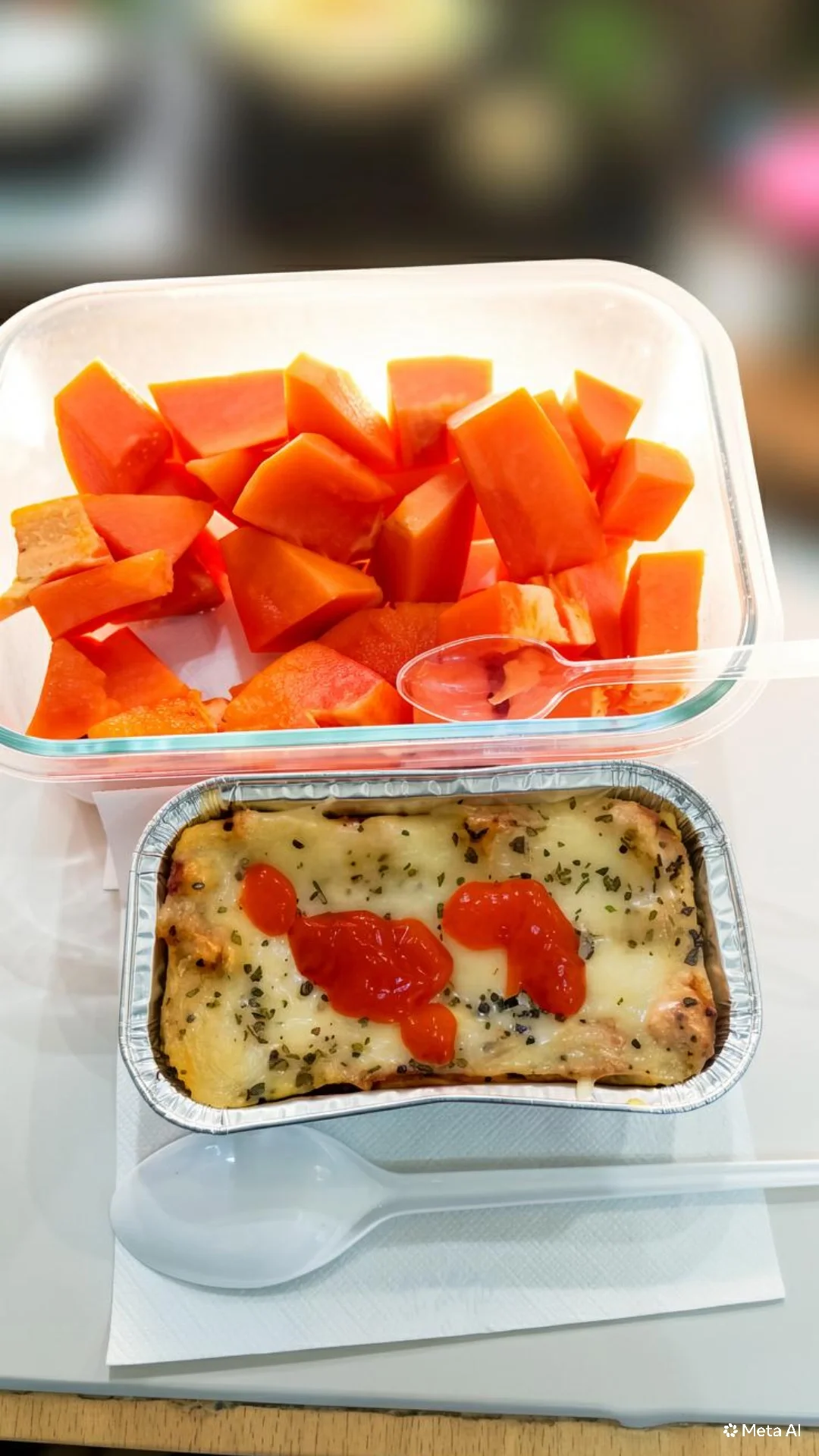 Makan siang lagsa dan pepaya