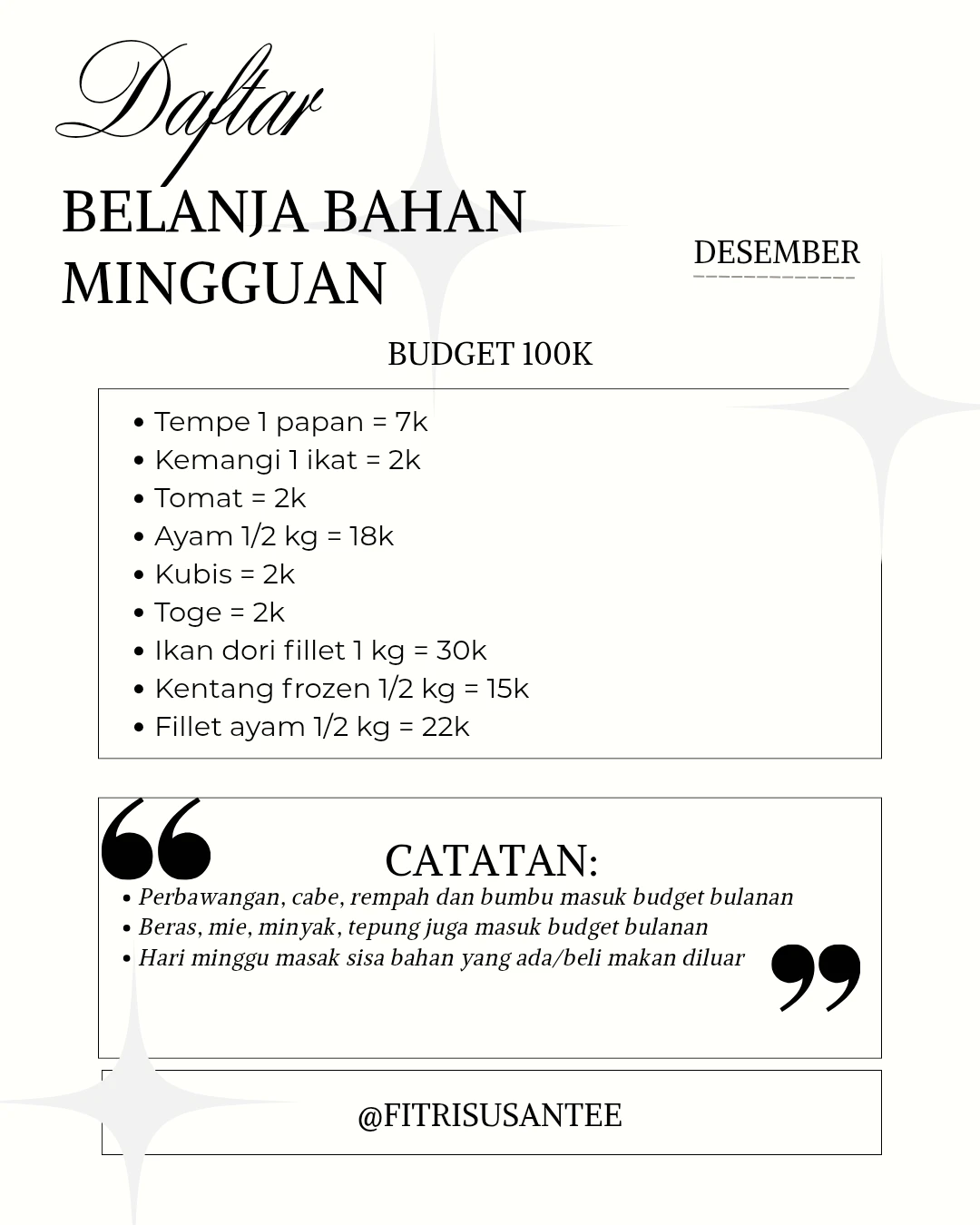 Meal prep ala Mama Rachazka: membuat daftar belanja bahan