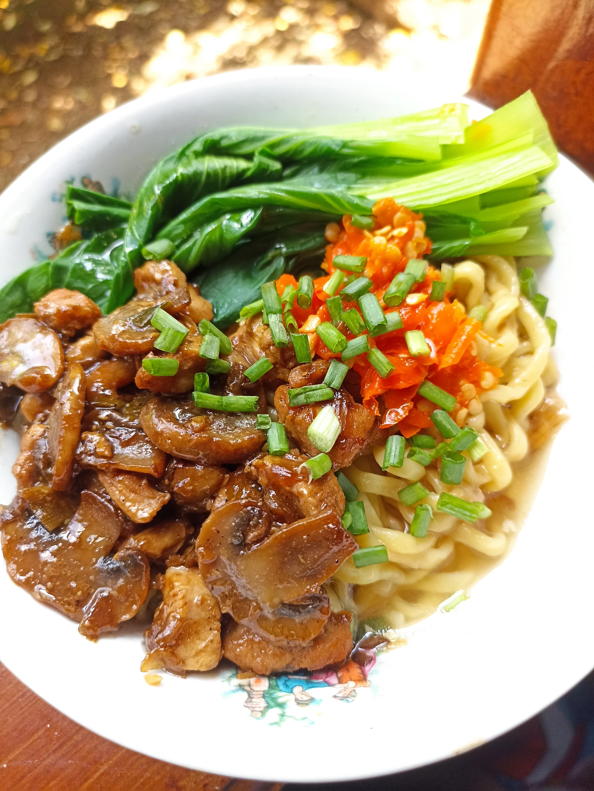 Mie ayam jamur teriyaki
