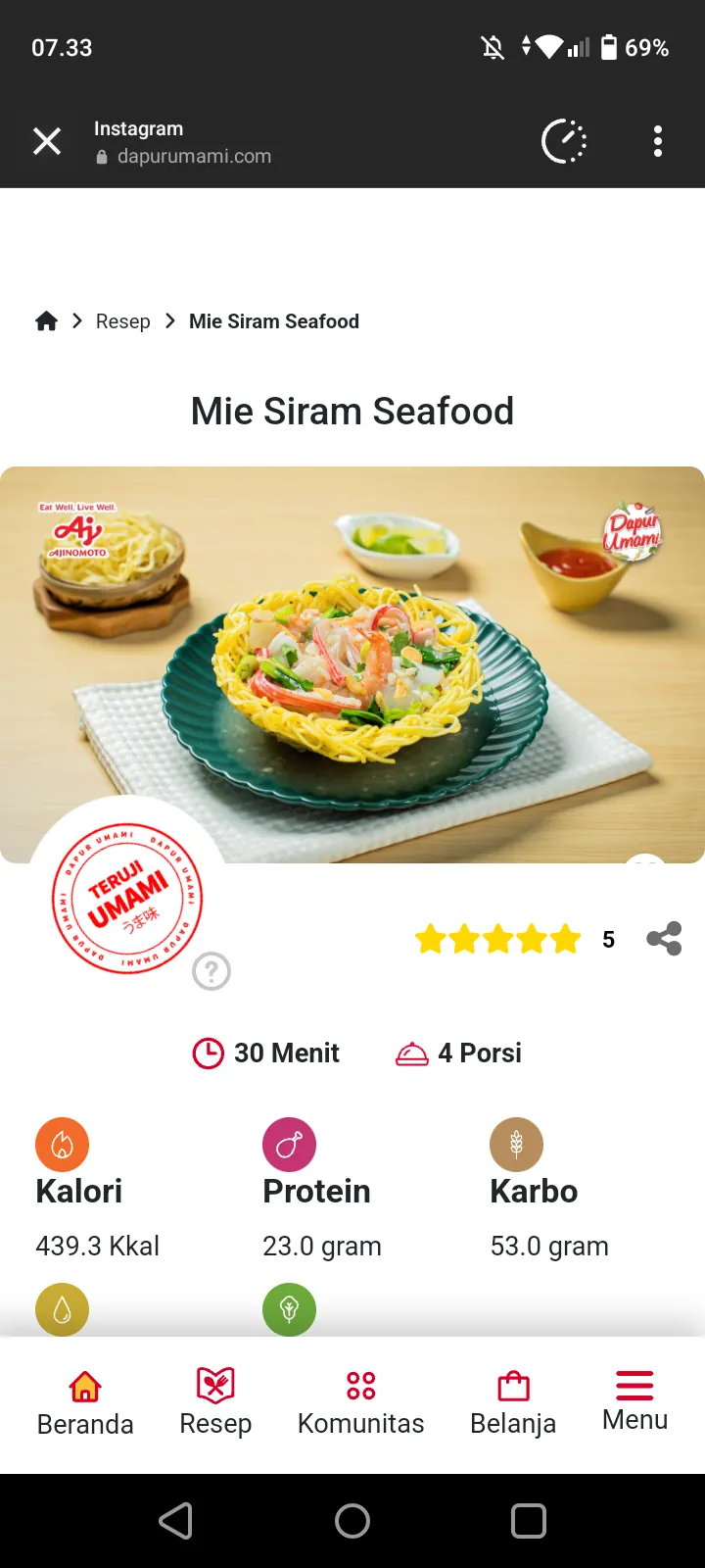 Mie Siram Seafood