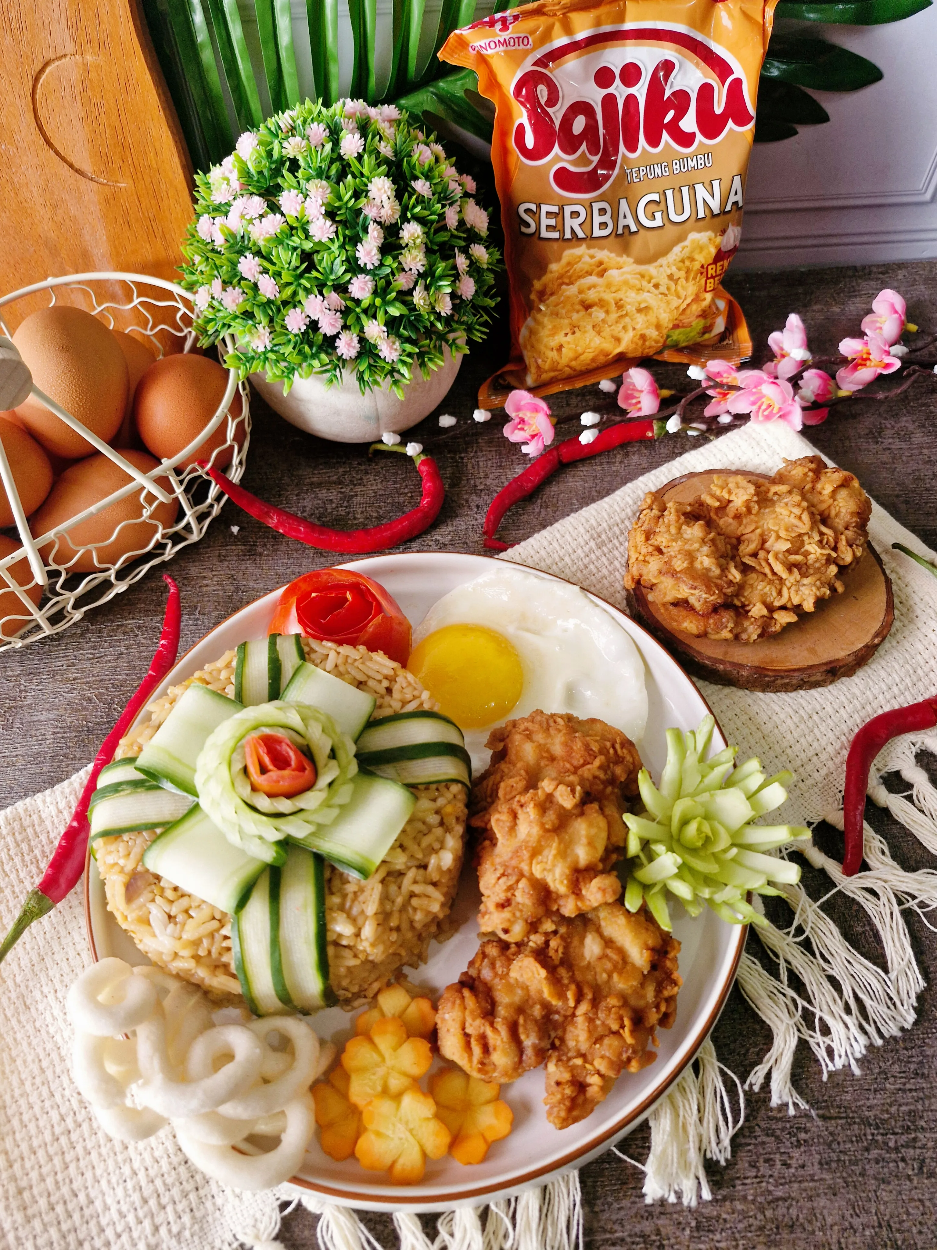 Nasi goreng dengan ayam krispy sajiku