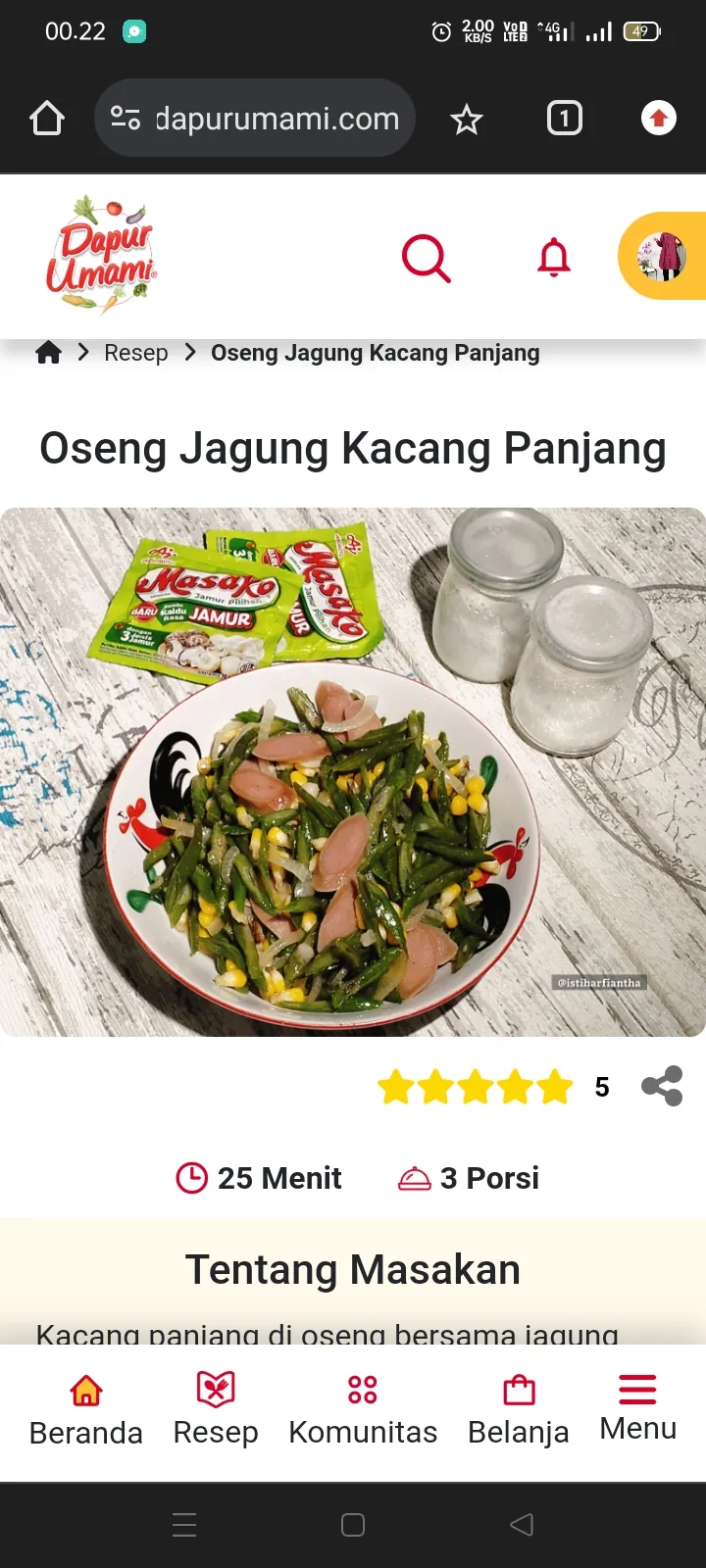 Oseng jagung kacang panjang