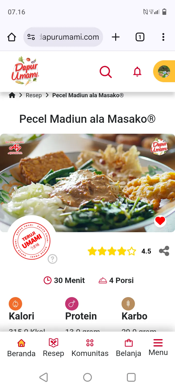 Pecel Madiun ala Masako