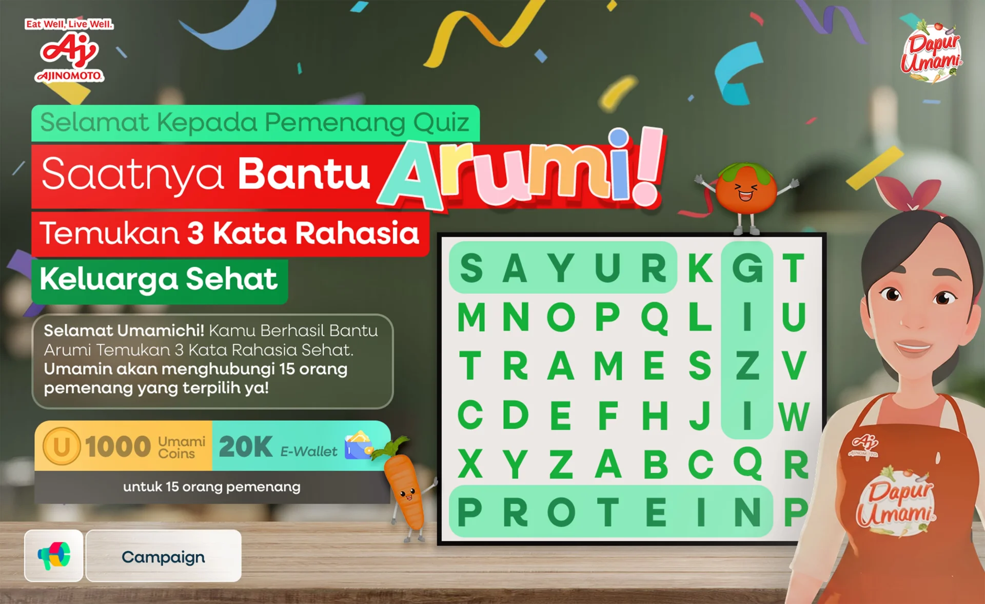 Pemenang Jurnal Umami Quiz Saatnya Bantu Arumi! 🎉