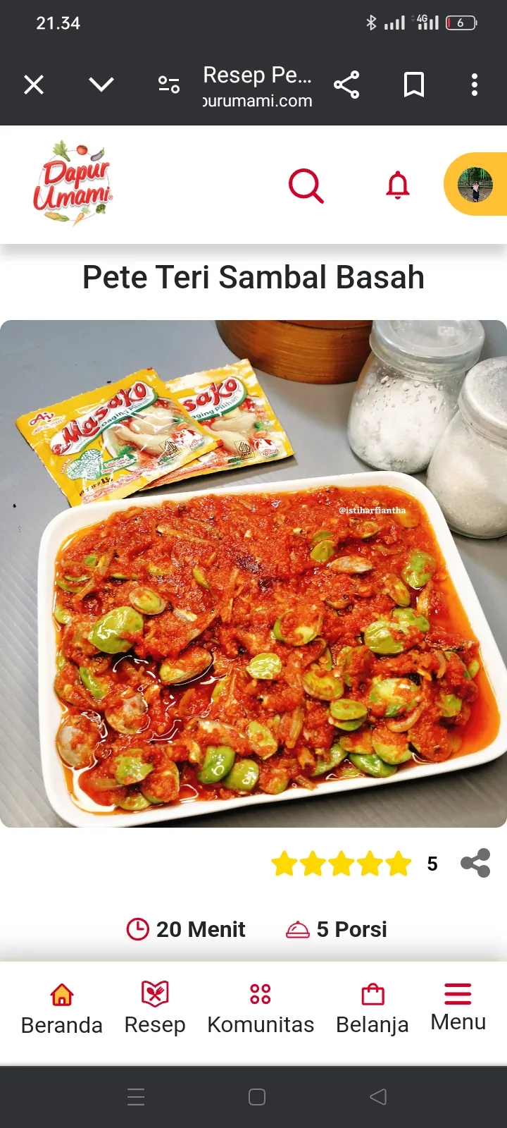 Pete teri masak basah