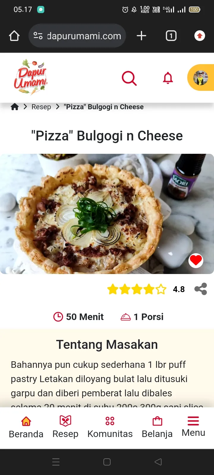 Pizza bulgogi n cheese