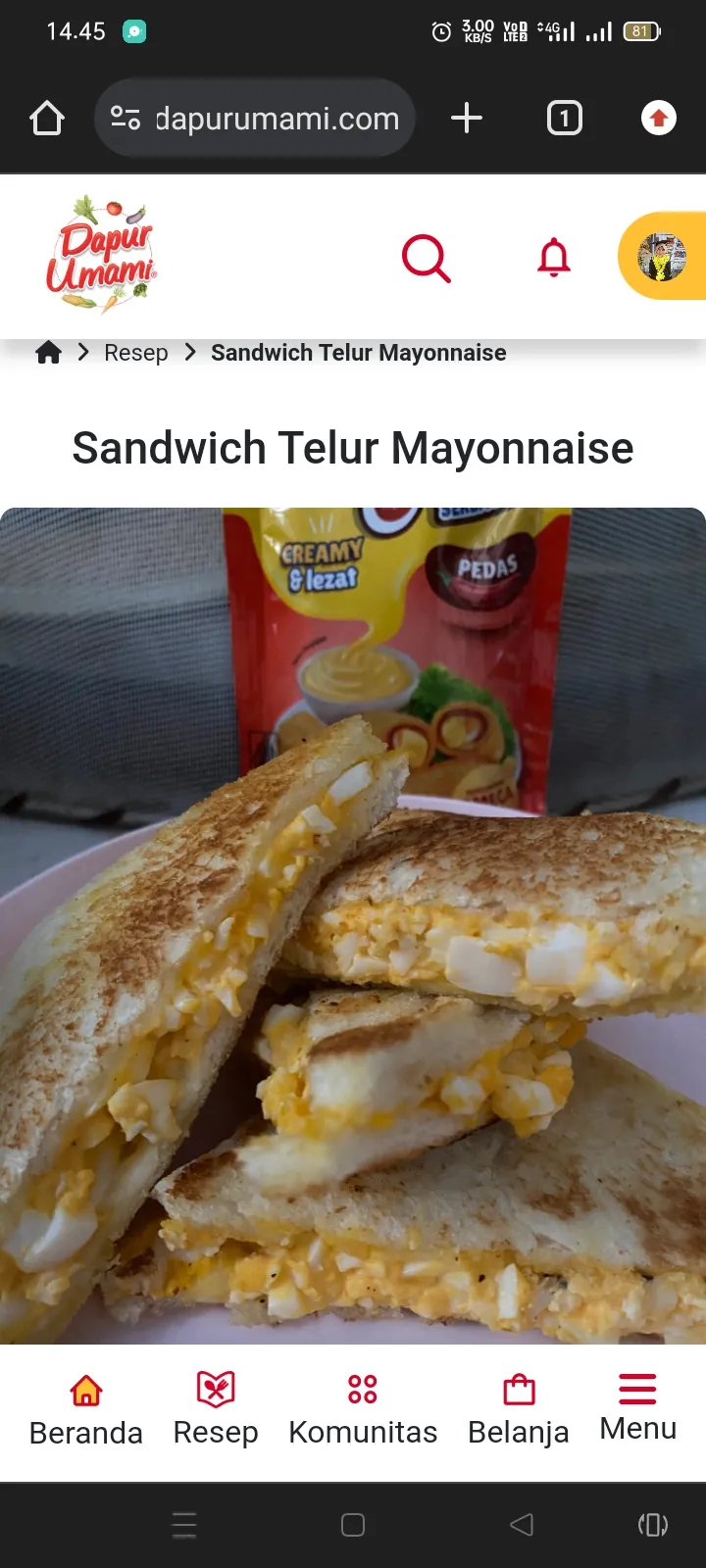 Sandwich telur mayones