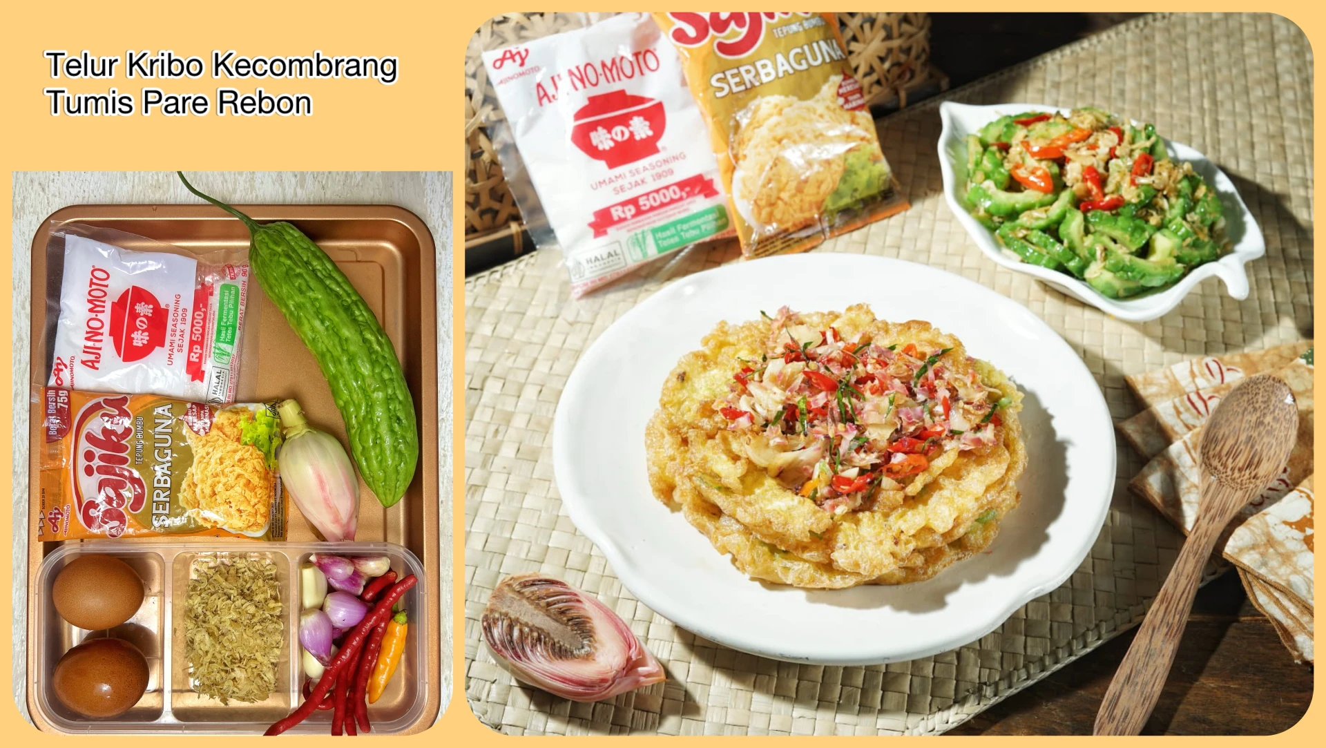 Telur Kribo Kecombrang dan Tumis Pare Rebon