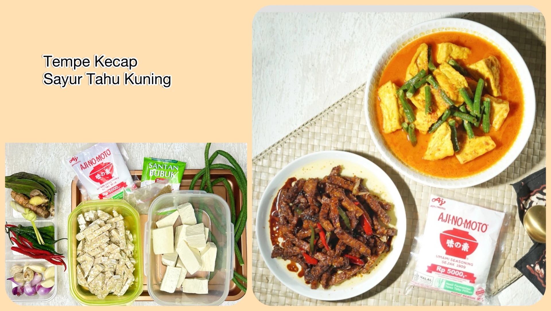 Tempe Kecap dan Sayur Tahu Kuning