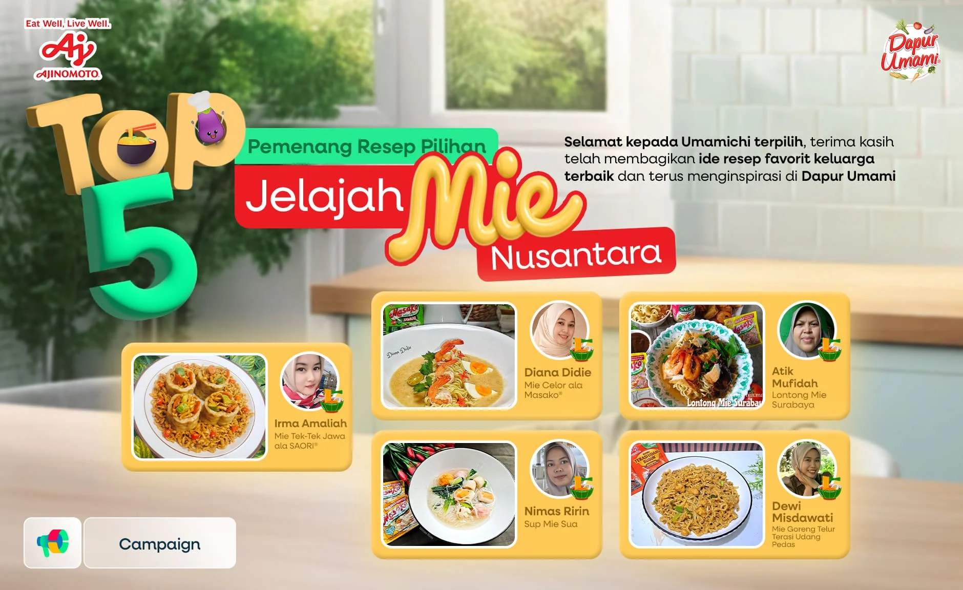 TOP 5 Pemenang Resep Pilihan Jelajah Mie Nusantara 🏆✨