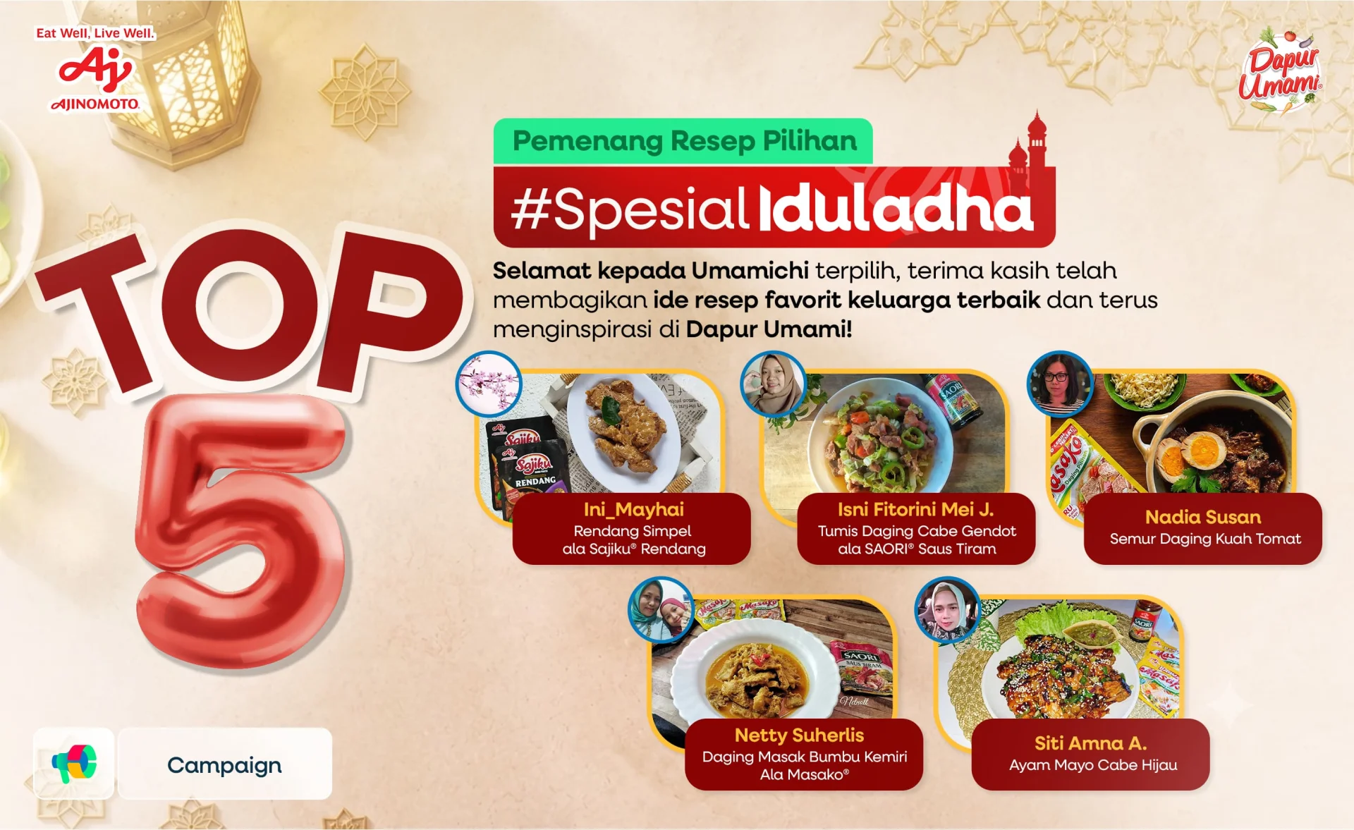 TOP 5 Pemenang Resep Pilihan #SpesialIduladha 🏆✨