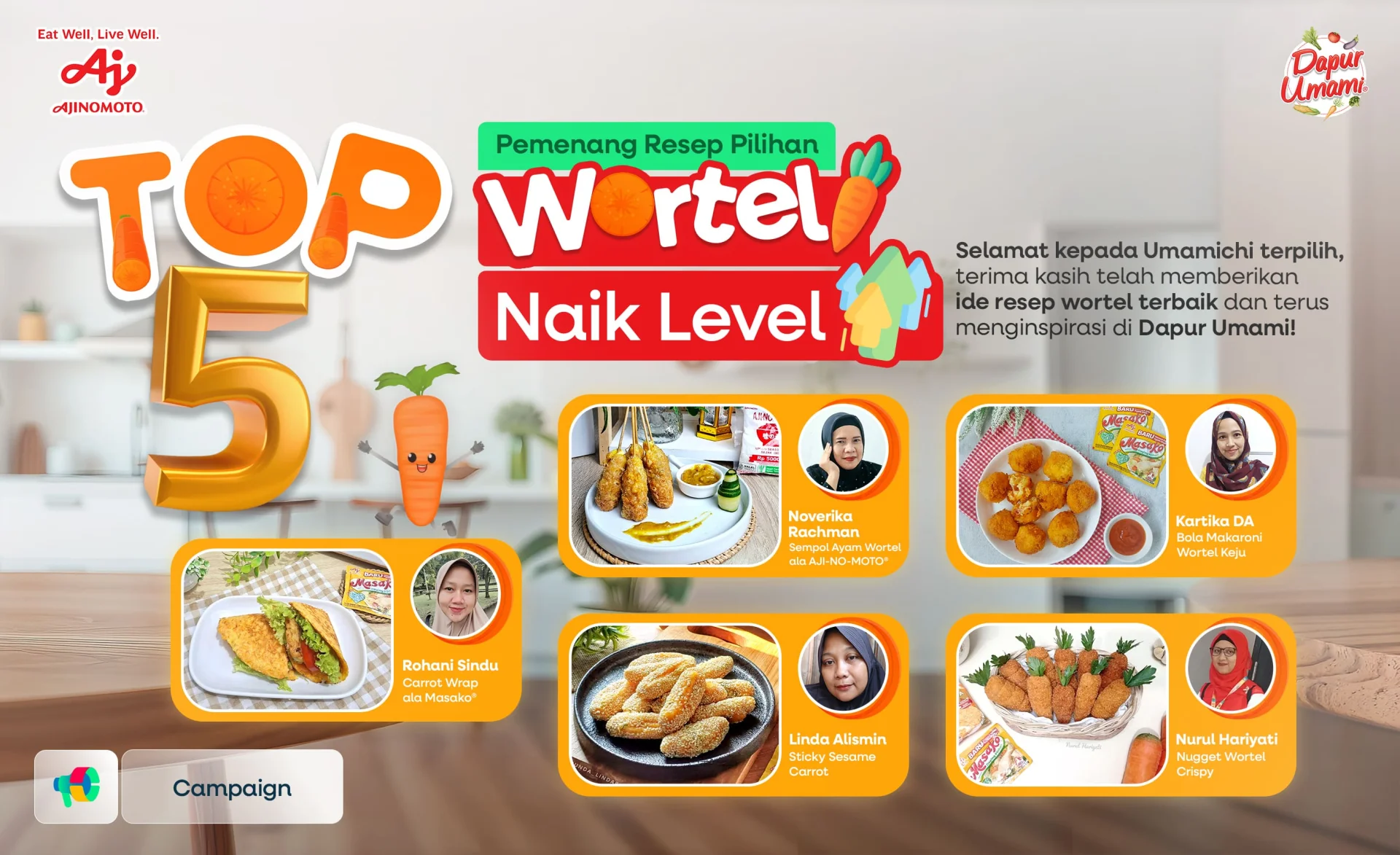 TOP 5 Pemenang Resep Pilihan #WortelNaikLevel 🥕✨