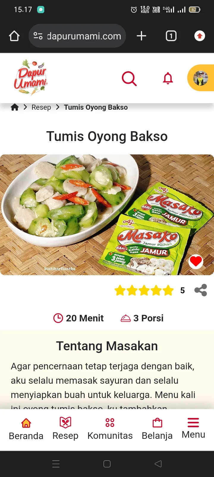 Tumis oyong bakso