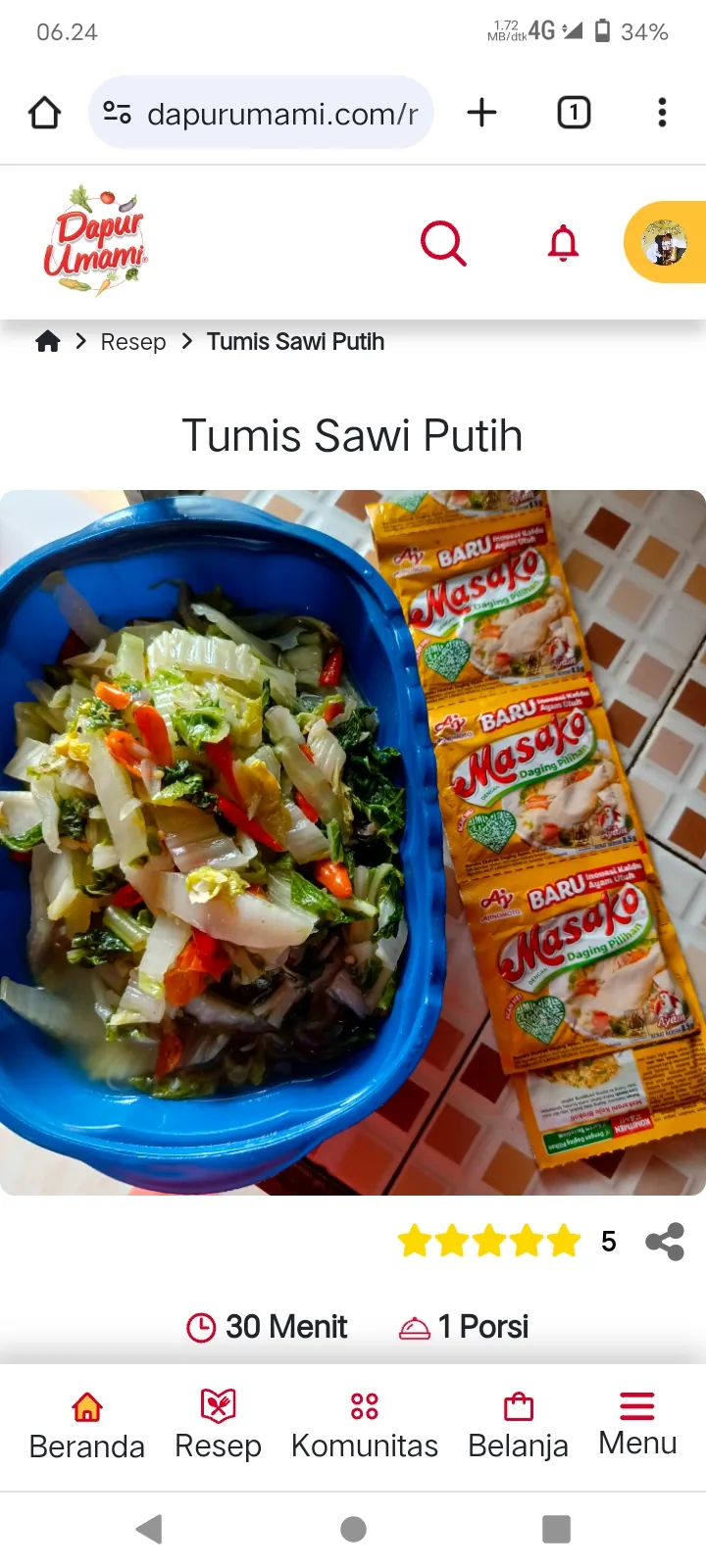 Tumis sawi putih