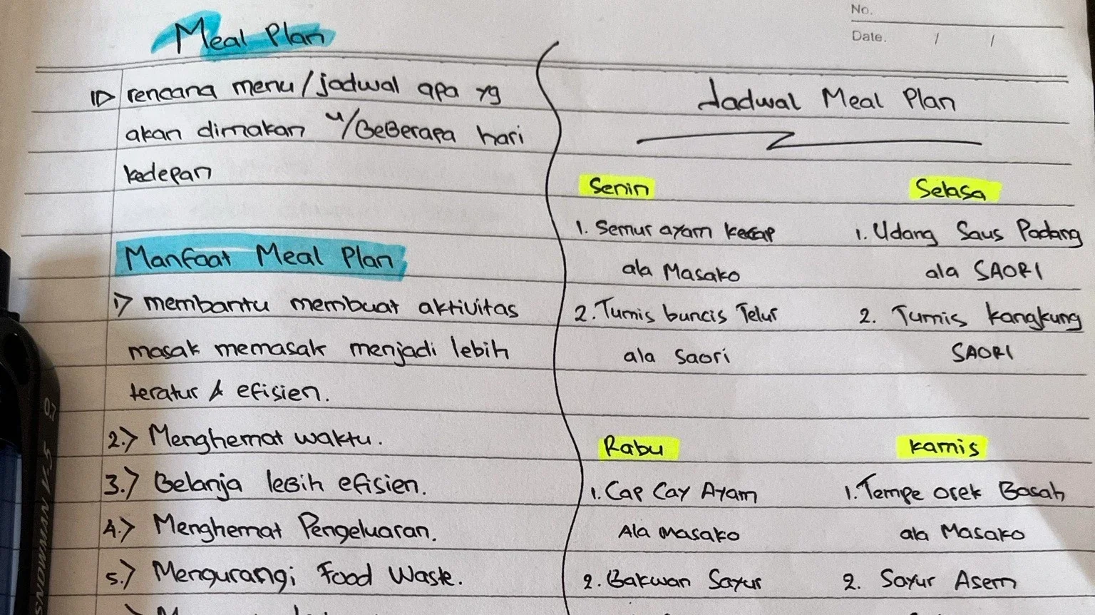 Penting dan Butuhkah Membuat Jadwal Menu Masakan dalam #MealPlanUmamichi
