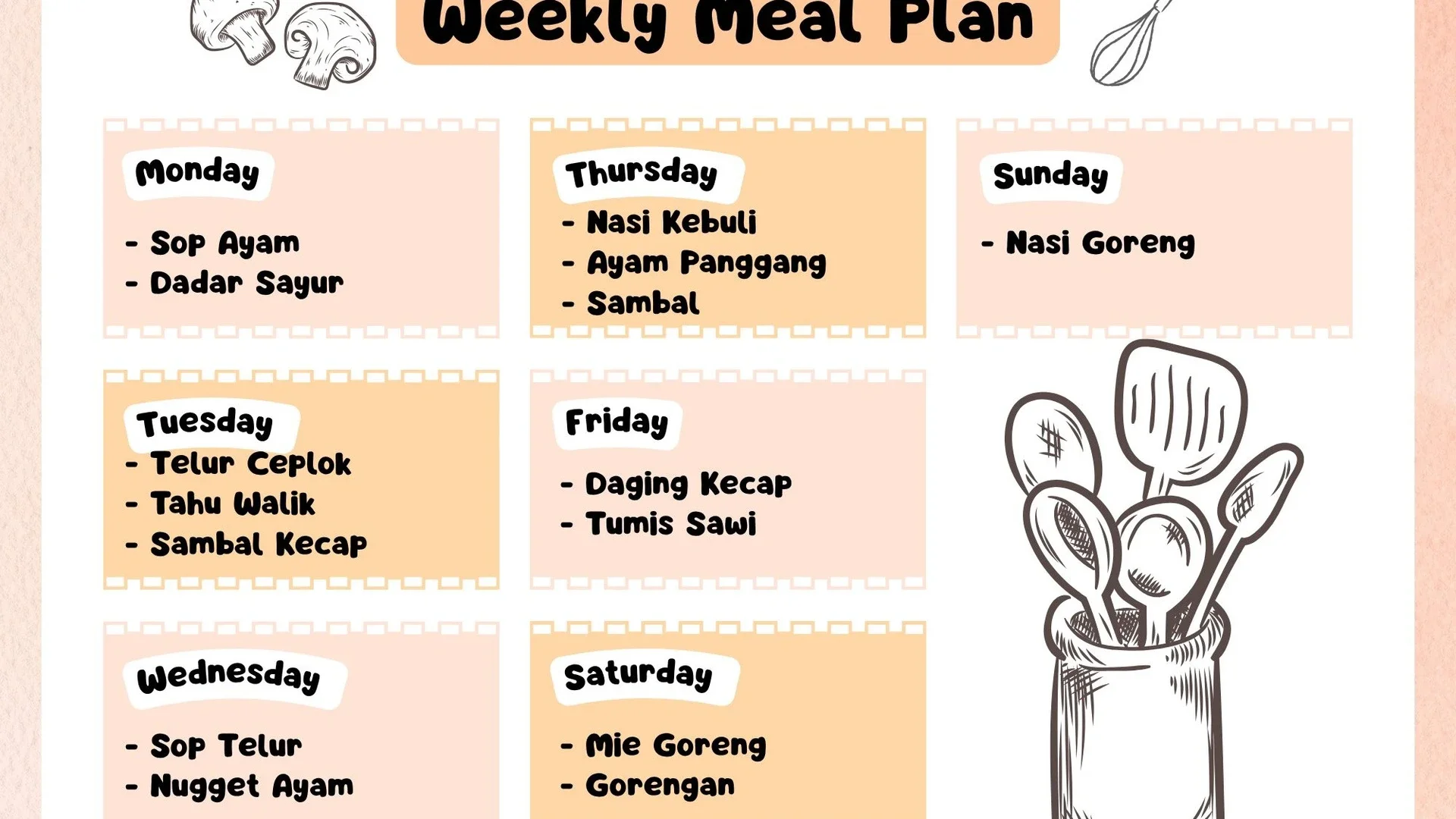 Rencana Masakan Seminggu #MealPlanUmamichi