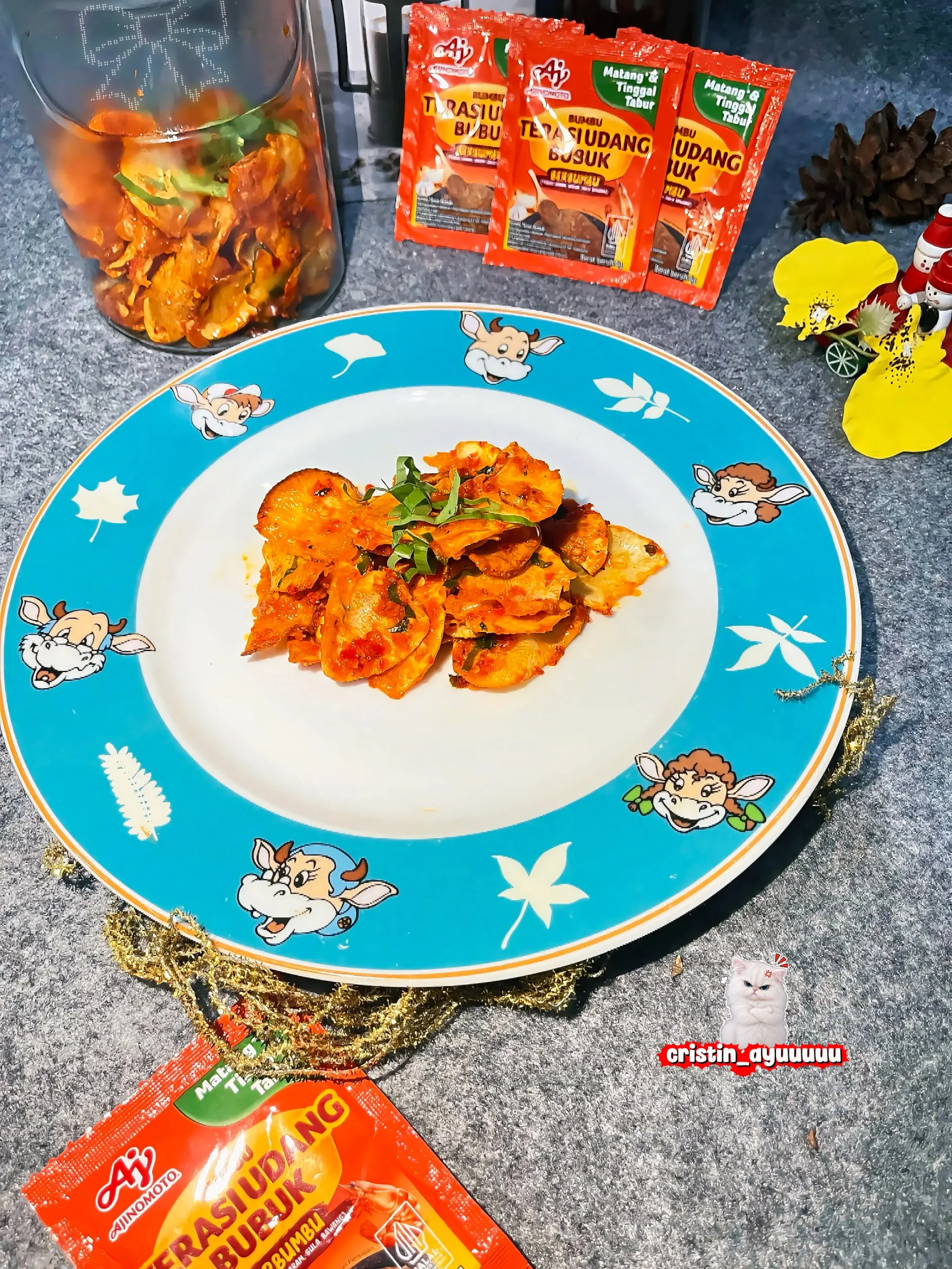 #NikmatTanpaDrama,Keripik balado Singkong ala Terasi bubuk Ajinomoto
