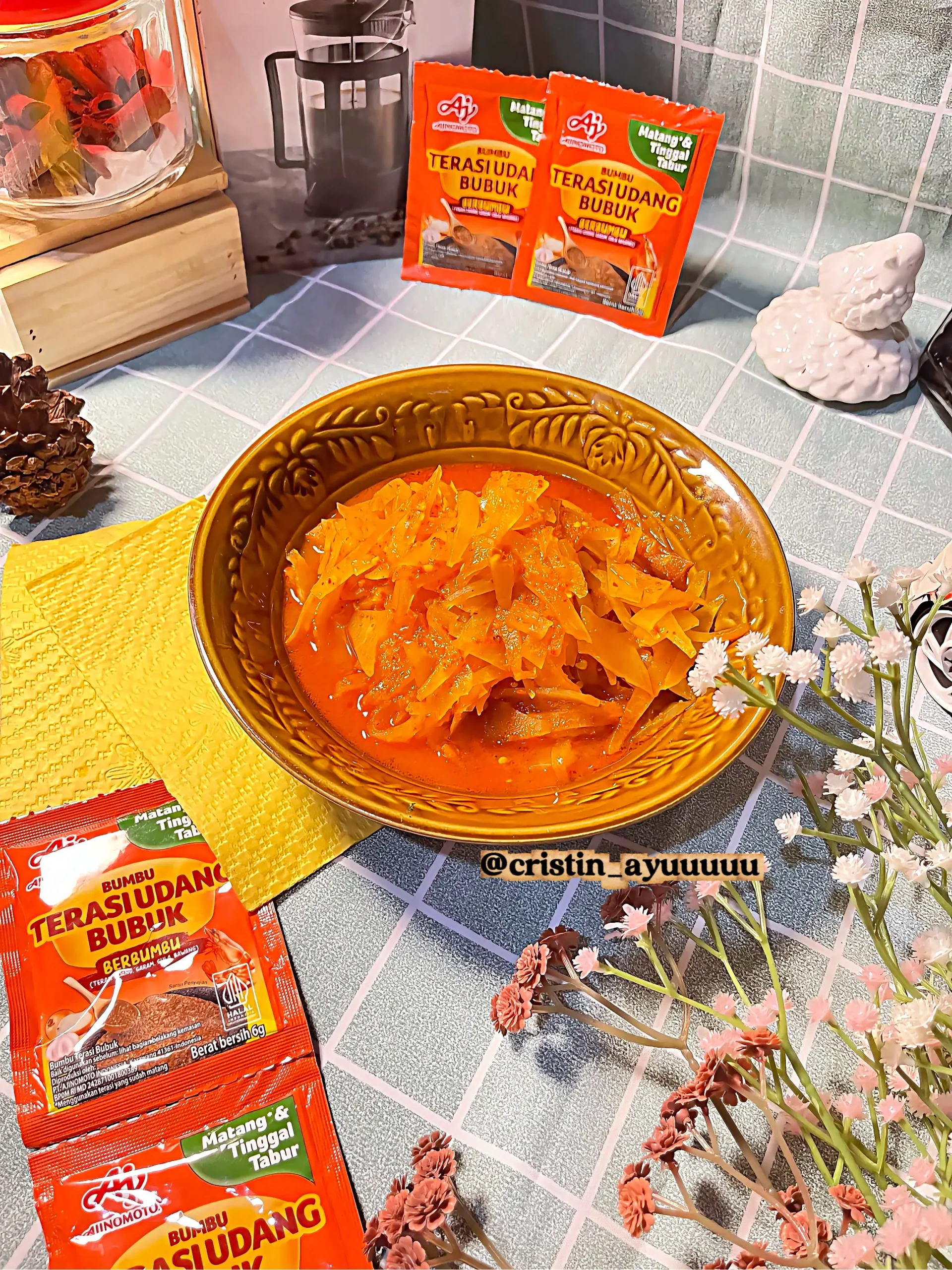 #NikmatTanpaDrama *Tumis sayur buah pepaya ala terasi bubuk Ajinomoto*