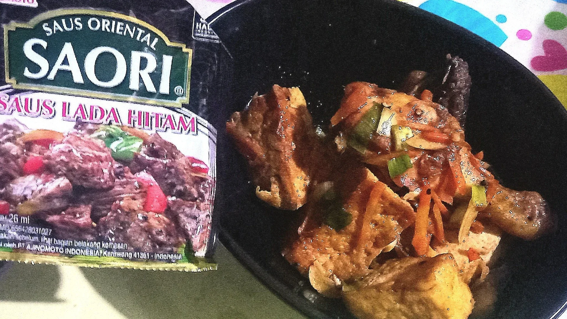 Ayam dan tahu saus lada hitam 