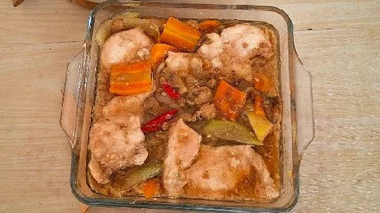 Ayam & Jamur Kukus Labu Siam + Wortel ❤️🍄🍐🥕