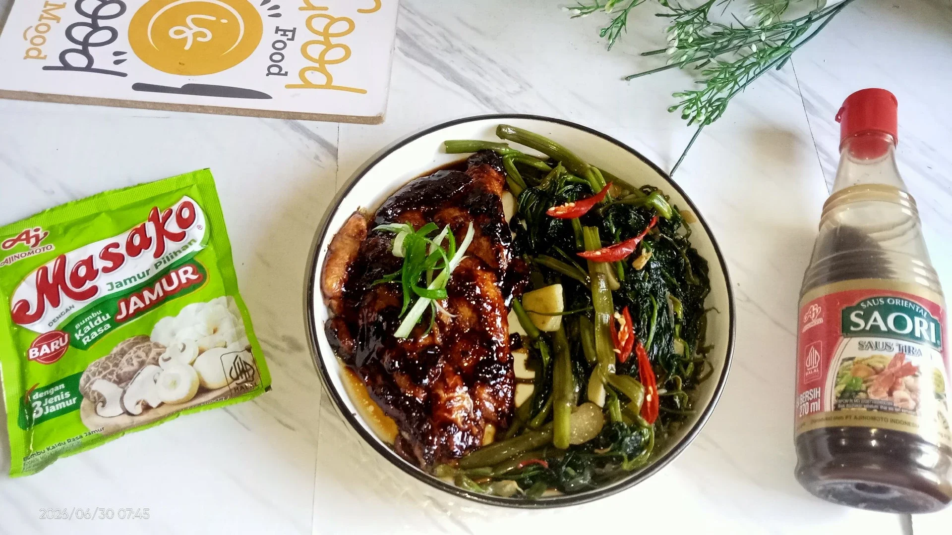 Ayam Kecap mix oseng kangkung 
