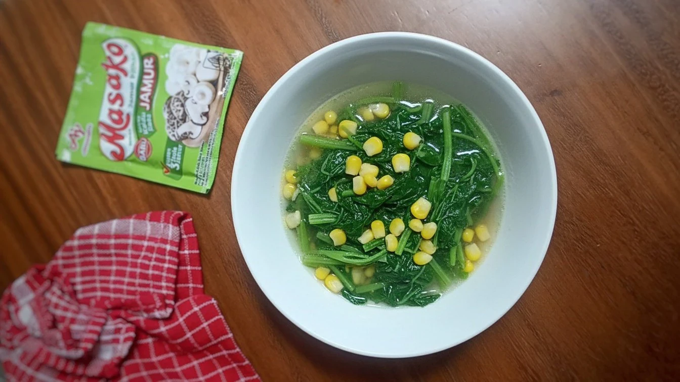 Bayam Kuah Jagung Ala Masako