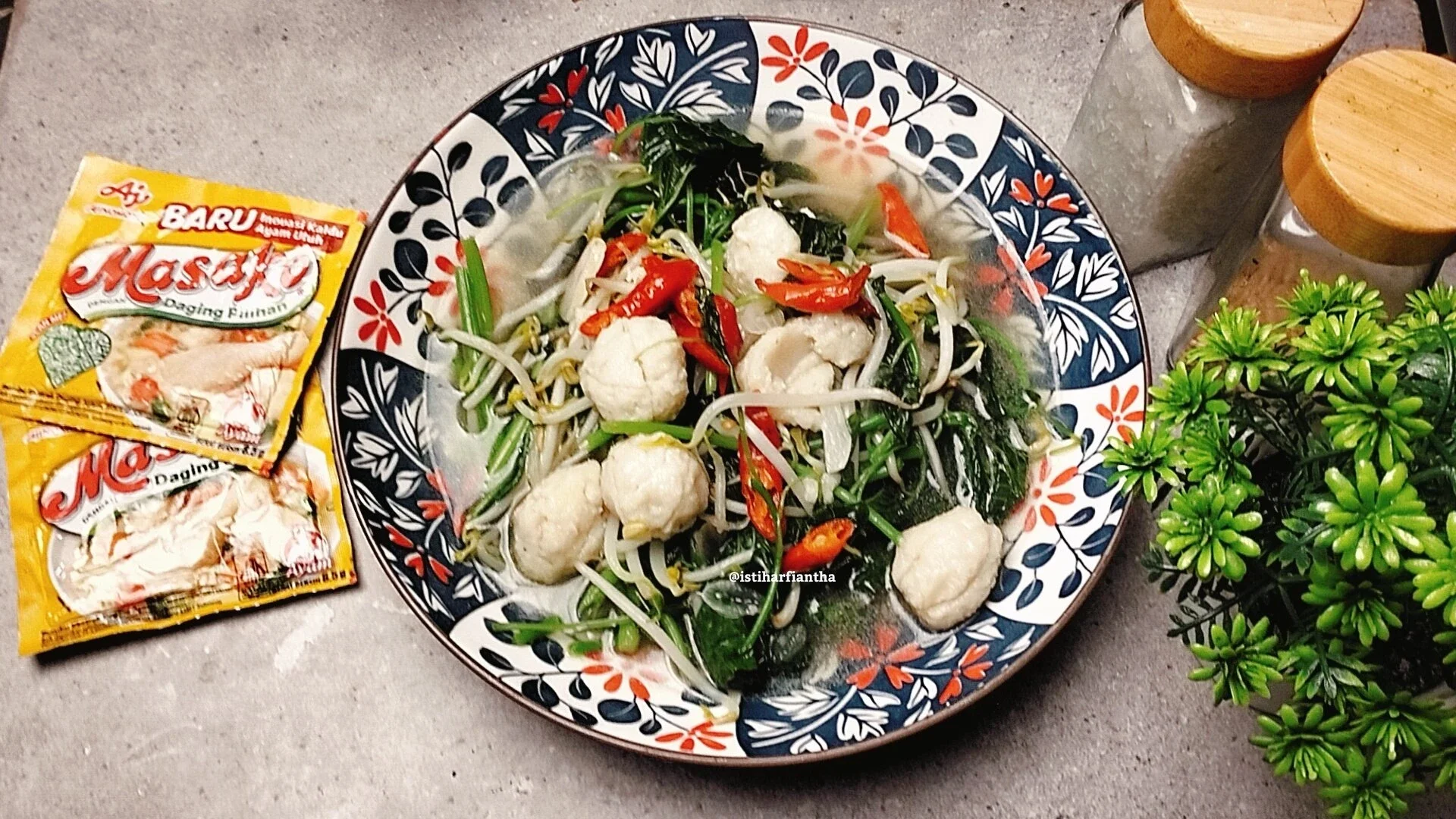 Bening Bayam Toge Bakso ala MASAKO® #MasakanPenuhCinta