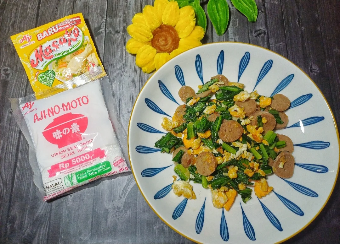 Cah Sawi Telur Bakso Bawang Putih