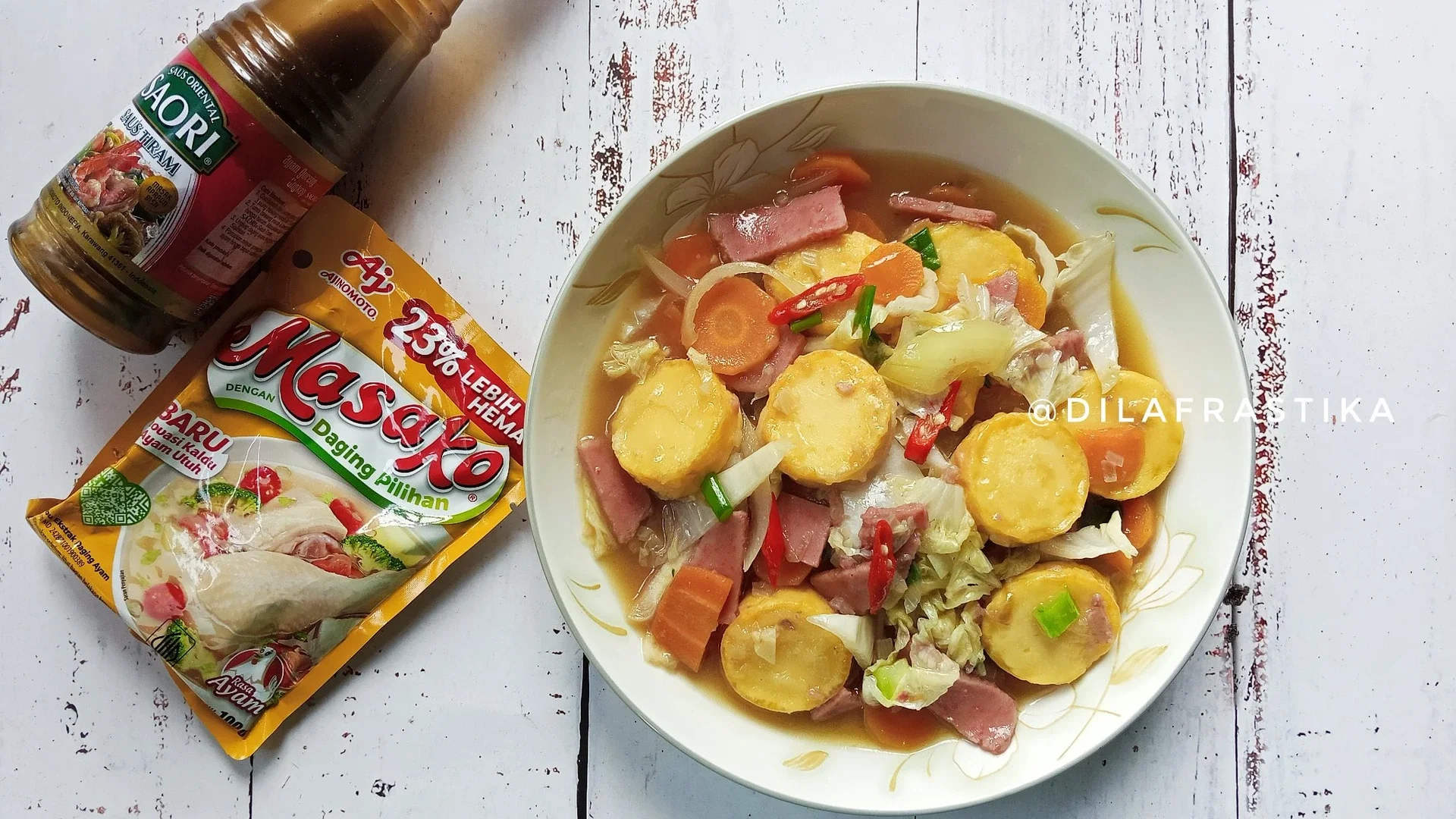 Capcay dengan Tofu dan Smoked Beef 