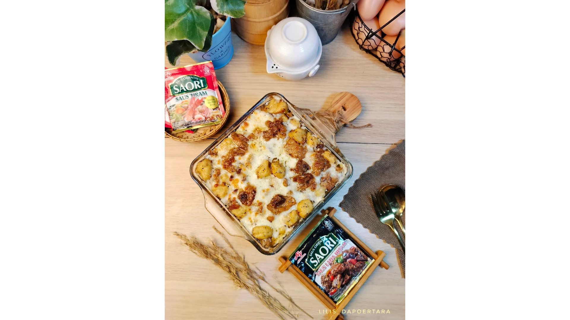 Gnocchi with mozarella blackpepper beef