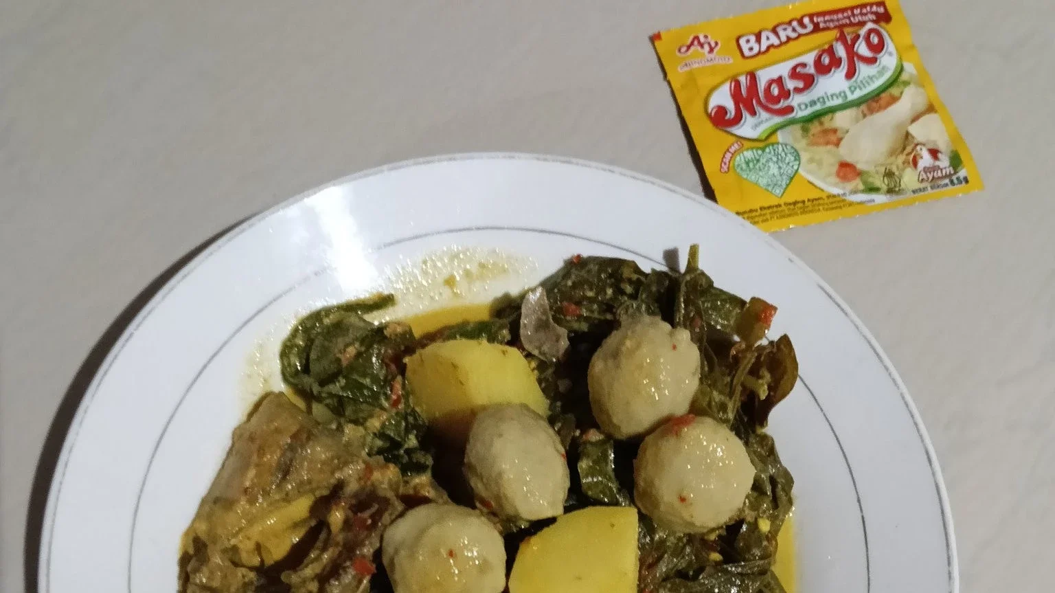 Gulai Ikan Bakso Pucuk Ubi
