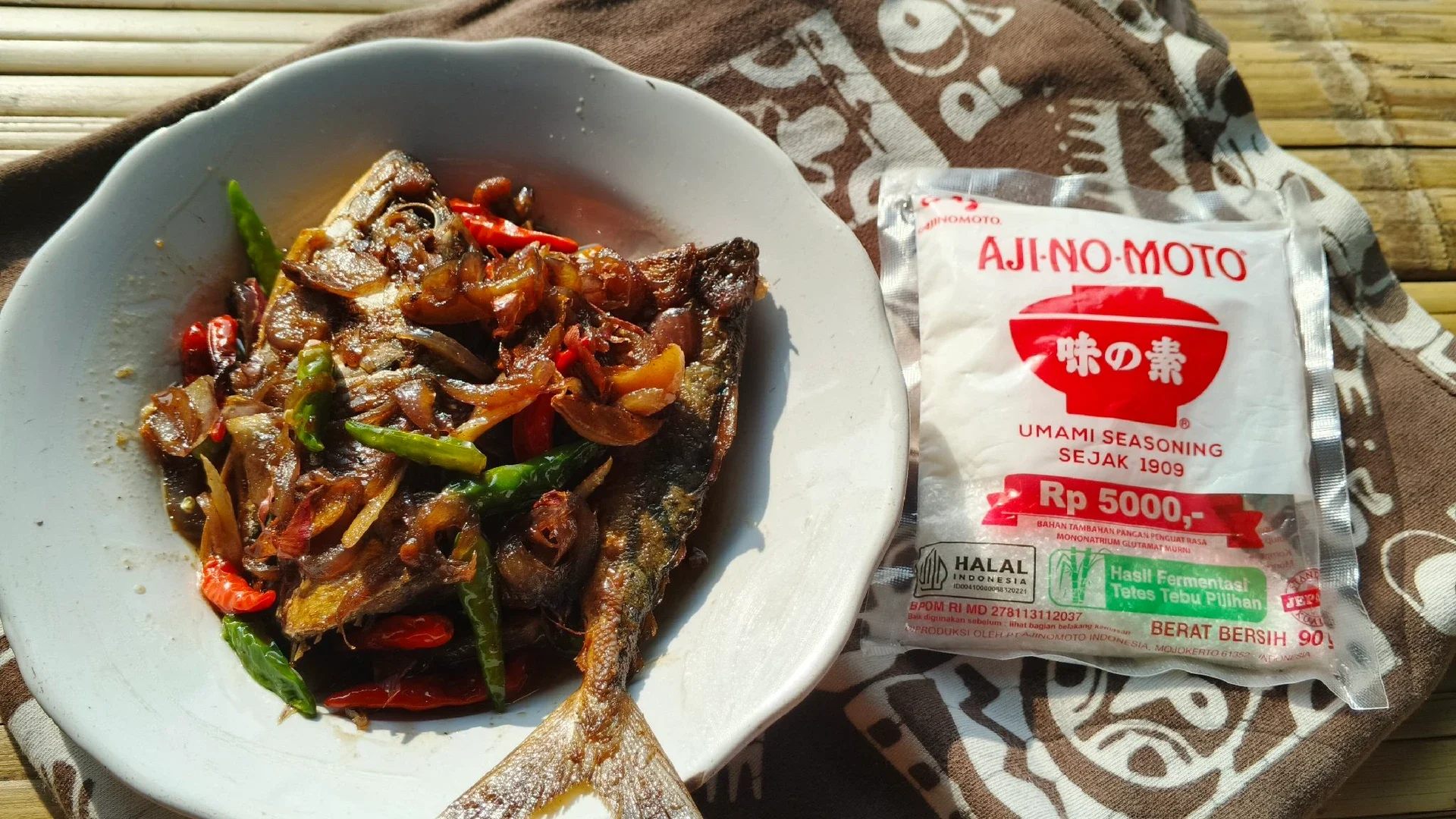ikan asin pedas tabur cabe Ajinomoto 