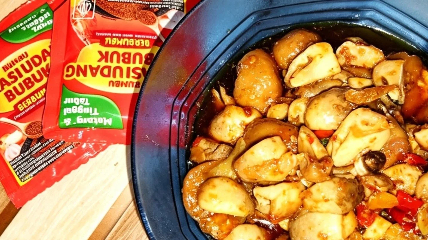 Jamur kancing mix bakso ala Terasi udang ajinomoto