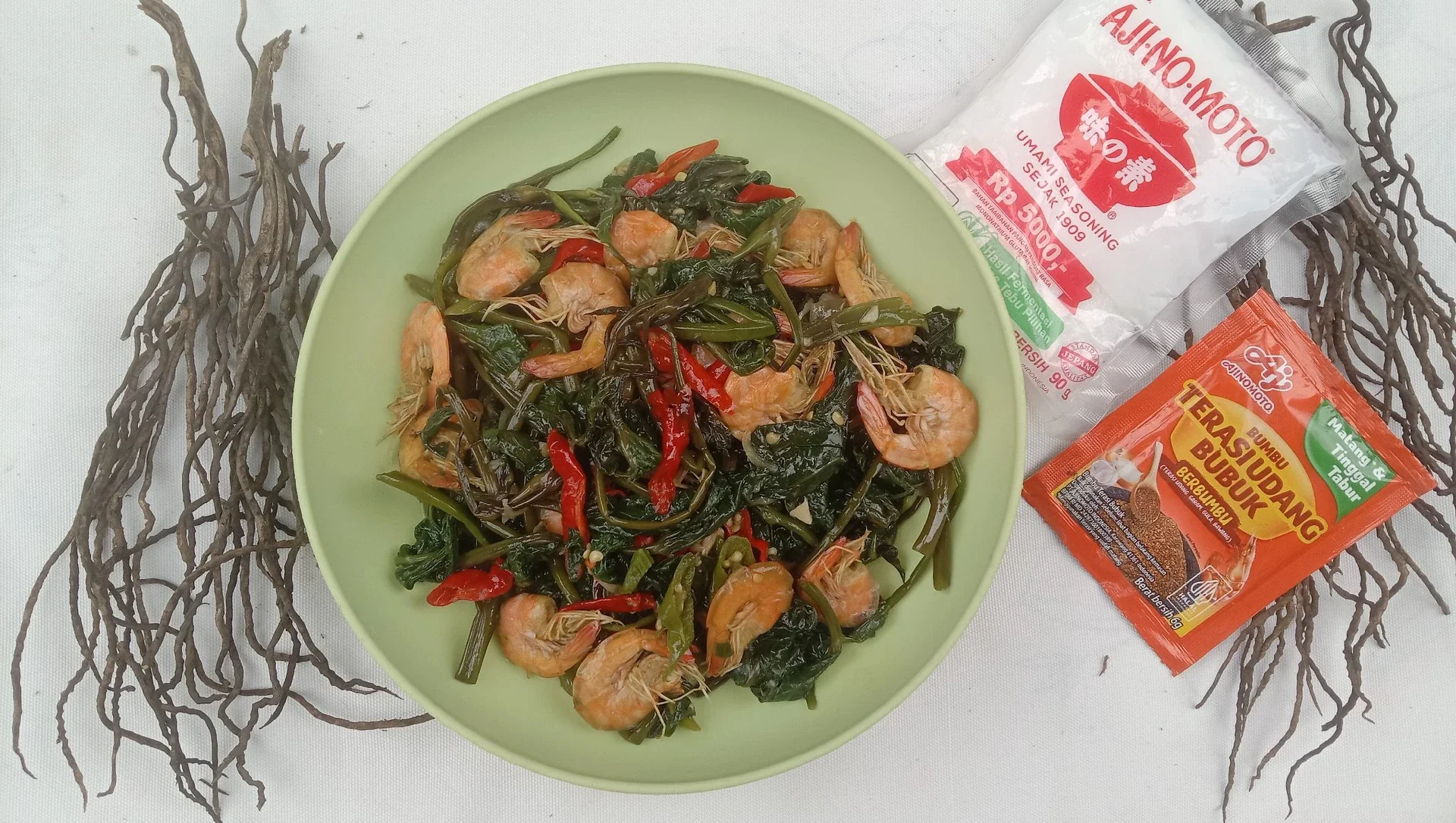 Kangkung Cah Udang Belacan ala AJI-NO-MOTO® Terasi Udang #NikmatTanpaDrama