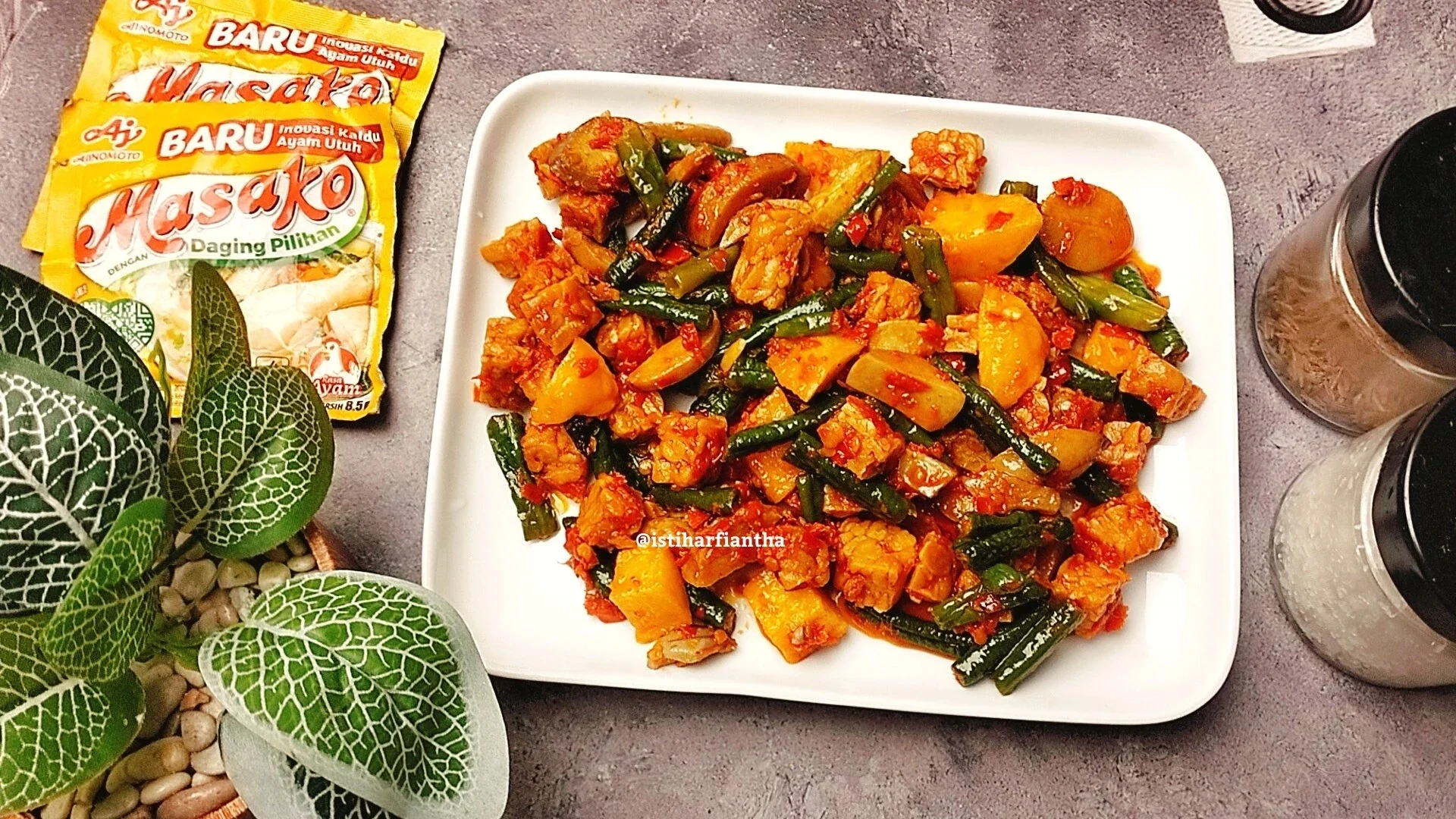 Kentang Tempe Kacang Panjang Balado Pedas ala MASAKO®
