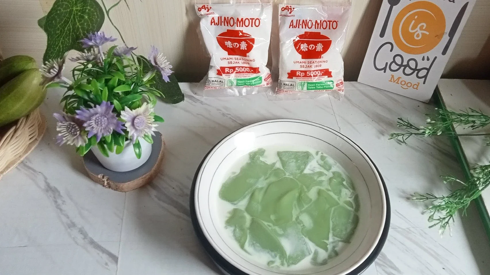 Matcha Puding kuah Santan 