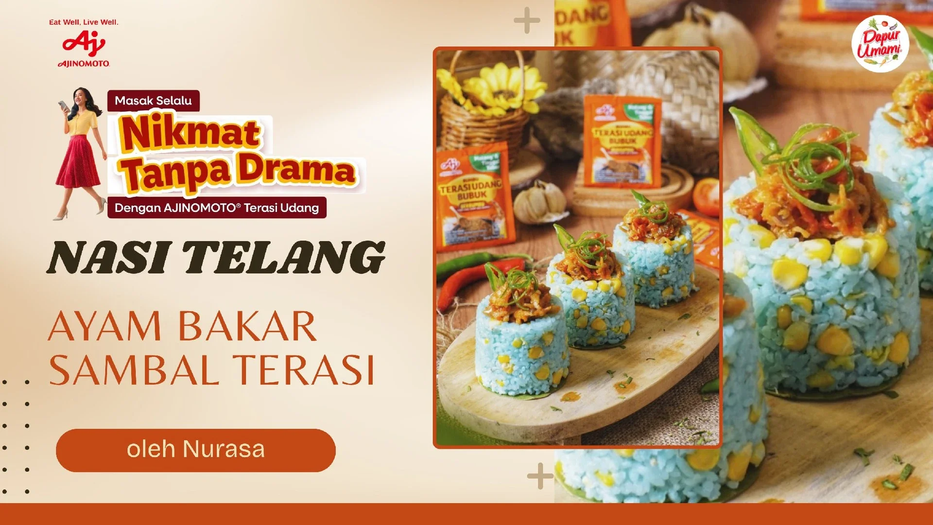 Nasi Telang Ayam Bakar Sambal Terasi #NikmatTanpaDrama #AjinomotoTerasiUdang